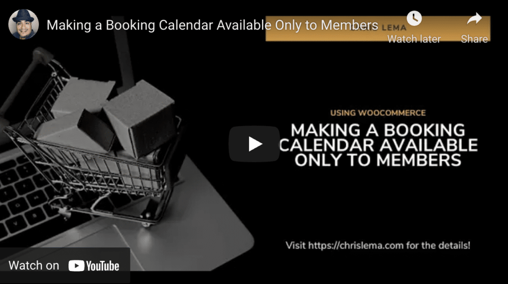 Making a Booking Calendar Available Only to Members